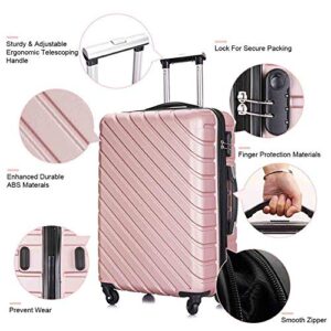 Apelila Fridtrip Carry On Luggage with Spinner Wheels Luggage Sets Travel Suitcase Hardshell Lightweight (Rose Gold, 4 PCS)