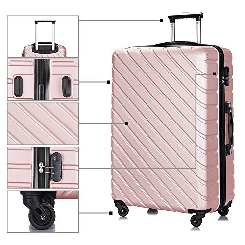 Apelila Fridtrip Carry On Luggage with Spinner Wheels Luggage Sets Travel Suitcase Hardshell Lightweight (Rose Gold, 4 PCS)