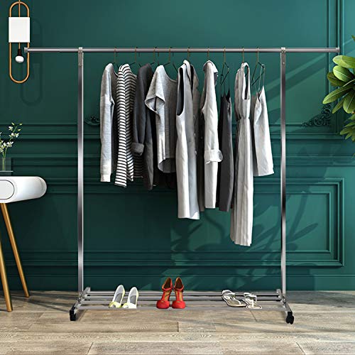 Heavy Duty Large Rolling Garment Rack Stainless Steel Clothes Hanging Rack Commercial Grade Clothes Drying Rack Hanger Extendable 47"-75" Adjustable Clothing Organizer w/Golves 4 Casters 10 Hook