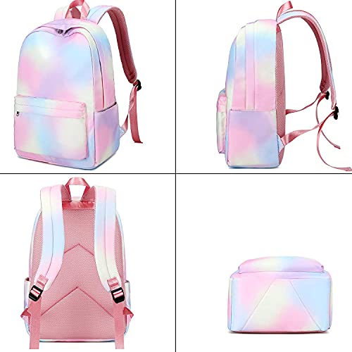 CAMTOP School Backpacks for Teen Girls Rainbow Backpack School Bookbags Set Lunch bag Pencil Case (Y064/Rainbow)