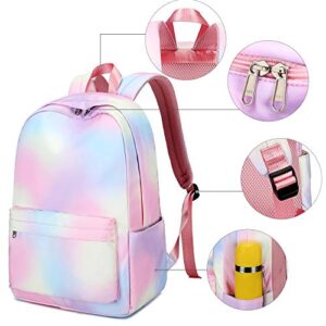 CAMTOP School Backpacks for Teen Girls Rainbow Backpack School Bookbags Set Lunch bag Pencil Case (Y064/Rainbow)