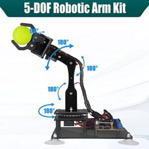 Adeept 5-DOF Robot Arm Kit 5Axis Robotic Compatible with Arduino IDE Programmable DIY Coding STEM Robotics Arm with OLED Display Processing Code and PDF Tutorials - Black