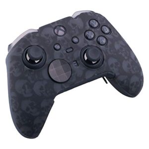 9CDeer 1 x Protective Customize Transfer Print Silicone Cover Skin Skull Black + 6 Thumb Grips Analog Caps for Xbox Elite Series 2 Controller