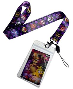 five night at freddy's themed lanyard with id holder keychain