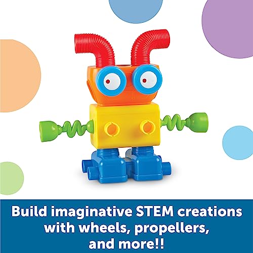 Learning Resources 1-2-3 Build It! Robot Factory, Fine Motor Toy, Robot Building Set for Unisex Children Ages 2+
