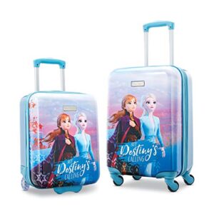 american tourister disney hardside luggage with spinner wheels, frozen, 2-piece set (18/20), light blue