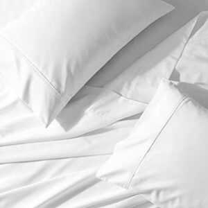 Purity Home Organic 100% Cotton Percale Sheet Set, Twin White, College Dorm Twin 3 Piece Cooling Bed Sheets, with Elasticized Deep Pockets, Eco-Friendly & Breathable, Bedding Sheets for Twin Size Bed