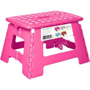 splendole folding step stool - 9-inch non-slip foot stool for kitchen, bathroom, living room - compact and lightweight stool chair with 250-lb maximum weight capacity step stools for kids and adults