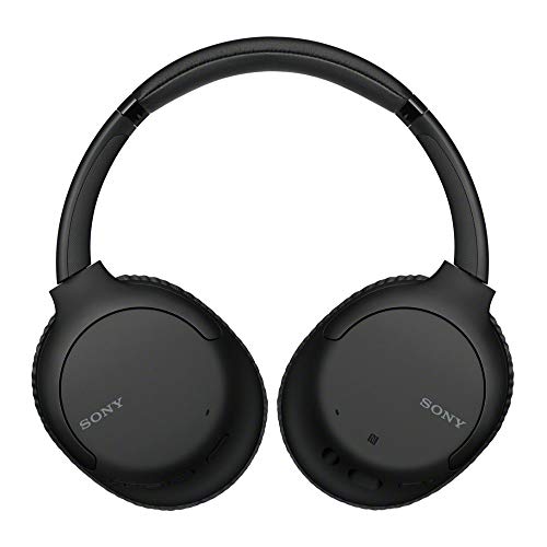 Sony WHCH710N Wireless Bluetooth Noise-Canceling Over-The-Ear Stereo Headphones (Black) Bundle with Protective Headphone Case and Headphone Stand - Dual Microphone, 35 Hours of Playtime - (3 Items)