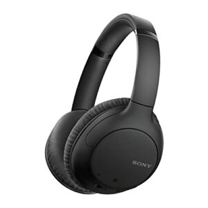 Sony WHCH710N Wireless Bluetooth Noise-Canceling Over-The-Ear Stereo Headphones (Black) Bundle with Protective Headphone Case and Headphone Stand - Dual Microphone, 35 Hours of Playtime - (3 Items)