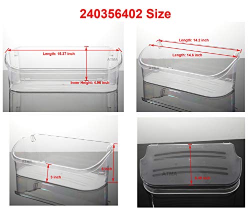 240356402 Clear Refrigerator Door Bin Side Shelf Compatible with Frigidaire Kenmore Electrolux Refrigerator Top shelf - Replaces AP2549958 PS430122 240430312 240356416 240356407-Pack of 1