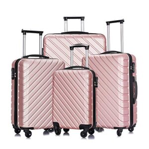 apelila fridtrip travel suitcase hardshell lightweight luggage with spinner wheels luggage sets (4 pcs suitcases, rose gold)