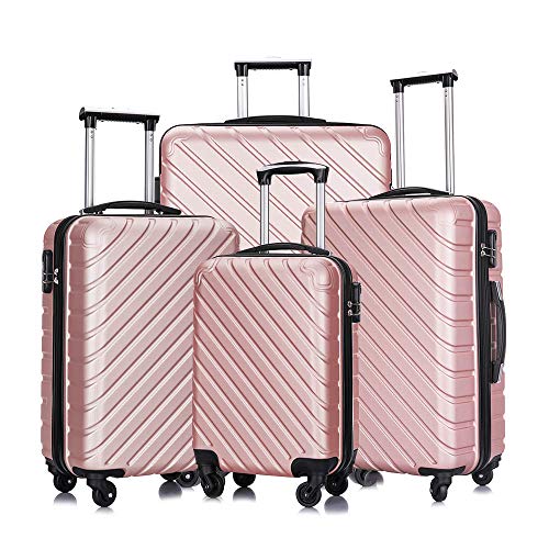 Apelila Fridtrip Travel Suitcase Hardshell Lightweight Luggage with Spinner Wheels Luggage Sets (4 PCS Suitcases, Rose Gold)