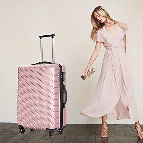 Apelila Fridtrip Travel Suitcase Hardshell Lightweight Luggage with Spinner Wheels Luggage Sets (4 PCS Suitcases, Rose Gold)