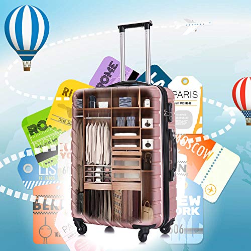 Apelila Fridtrip Travel Suitcase Hardshell Lightweight Luggage with Spinner Wheels Luggage Sets (4 PCS Suitcases, Rose Gold)