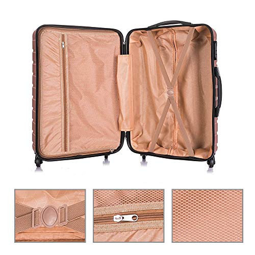 Apelila Fridtrip Travel Suitcase Hardshell Lightweight Luggage with Spinner Wheels Luggage Sets (4 PCS Suitcases, Rose Gold)