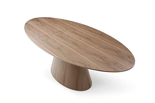 Whiteline Modern Living Dining Walnut Bruno Oval Table in Gray Oak or Natural Veneer