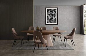 whiteline modern living dining walnut bruno oval table in gray oak or natural veneer