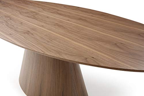 Whiteline Modern Living Dining Walnut Bruno Oval Table in Gray Oak or Natural Veneer