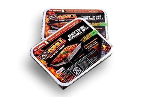 EZGRILL Disposable Charcoal Grill Ideal for Camping and Tailgate Parties -Pack of 2 Small size Portable, Easy To Light, and Convenient charcoal grill Lasts 1.5 hours Grill Anytime, Anywhere