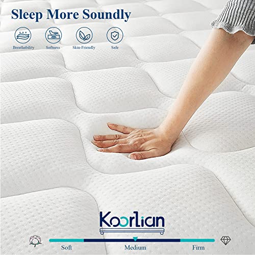 Koorlian King Mattress - 10 Inch Hybrid Innerspring Mattress in a Box, Cool Comfort Mattress with Breathable Memory Foam and Pocket Spring,Motion Isolation, Mattress King Size 180 Night Trial