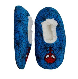 disney collection toddler boys marvel spider-man fuzzy babba slippers - blue - (4t-5t)
