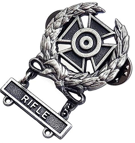 US ARMY Expert Shooting Oxidized Badge Wreath Rifle MARKSMAN Qualification Q bar