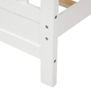 MERITLINE Full Bed Frame, Platform Wood Bed Frame with Headboard, No Box Spring Needed (White, Full)