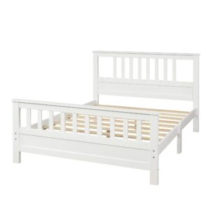 MERITLINE Full Bed Frame, Platform Wood Bed Frame with Headboard, No Box Spring Needed (White, Full)