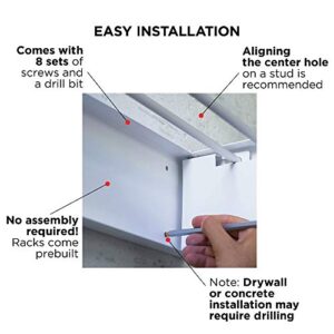 Step Up Laundry Drying Rack, Wall Mounted, Retractable Clothes Drying Rack, 40lbs Capacity, 11.6 Linear Ft, with Wall Template and Long Screwdriver Bit (White - 28")