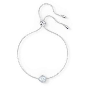 Swarovski Angelic Bracelet with Clear Crystals on a Rhodium Plated Chain with a Bolo Style Adjustable Closure