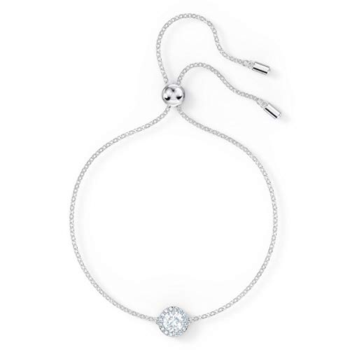 Swarovski Angelic Bracelet with Clear Crystals on a Rhodium Plated Chain with a Bolo Style Adjustable Closure