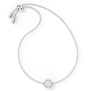 Swarovski Angelic Bracelet with Clear Crystals on a Rhodium Plated Chain with a Bolo Style Adjustable Closure