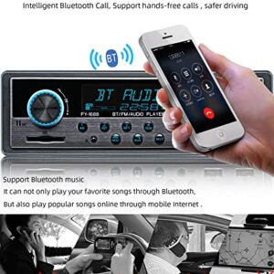 FYPLAY Dual USB Car Stereo Radio Receiver - Single Din, Bluetooth Hands Free Calling, Support USB/SD/AUX/MP3, with Clock Display LCD, Dual Knob Car Multimedia Audio Player, USB Fast Charging