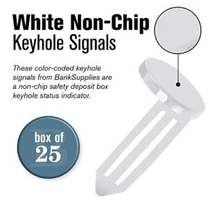 BankSupplies Keyhole Signals | White – Box Available for Rent | Vault Signal | Box of 25 | Non-Chip | Reusable & Long-Lasting | At-a-Glance Organization | Color Coded Plugs