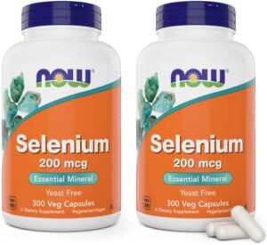 now foods selenium 200mcg capsules, 300 count (pack of 2) - l selenomethionine mineral supplement for women & men - veg caps, non-gmo, vegan friendly, yeast-free