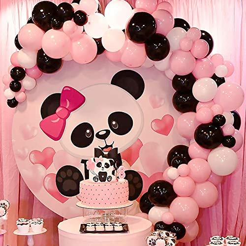 Black White Pink Balloon Garland Kit,Panda Themed Party Supplies,100PCS Latex Balloons for Baby Shower Birthday Wedding Bridal Anniversary Decorations