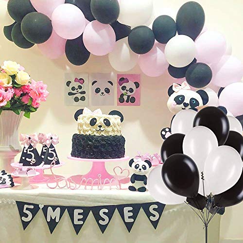 Black White Pink Balloon Garland Kit,Panda Themed Party Supplies,100PCS Latex Balloons for Baby Shower Birthday Wedding Bridal Anniversary Decorations