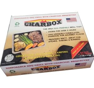 CHARBOX, Fun Pack (1-4 People) Disposable BBQ Charcoal Grill/Portable/Ready to Use/Lasts 3 Hrs!!/Recyclable/Barbecue Grill/Eco Friendly - Great for Camping,Tailgate & Backyard Parties!!!