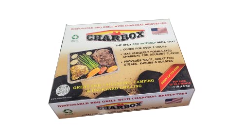 CHARBOX, Fun Pack (1-4 People) Disposable BBQ Charcoal Grill/Portable/Ready to Use/Lasts 3 Hrs!!/Recyclable/Barbecue Grill/Eco Friendly - Great for Camping,Tailgate & Backyard Parties!!!