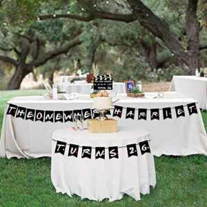 The One Where Turns Banner Birthday Banner Backdrop & Cake Topper for Birthday Gift Party Supplies Birthday Party Decoration Kit Fans Kids Party Decorations