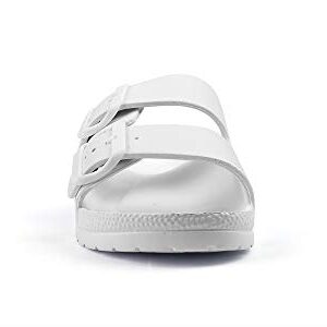 Qtdstz Women's Comfort Slides Summer Double Buckle Adjustable EVA Flat Sandals