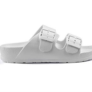 Qtdstz Women's Comfort Slides Summer Double Buckle Adjustable EVA Flat Sandals