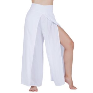 lofbaz slit leg palazzo yoga pants for women girls maternity summer beach pajama high waisted boho harem pants womens clothing solid white s
