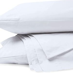 Purity Home 300 Thread Count Organic 100% Cotton Percale Sheet Set, Full White with Elasticized Deep Pockets Eco-Friendly & Breathable, Cooling Bed Sheets, 4 Piece Bedding Sheets Full Size Bed