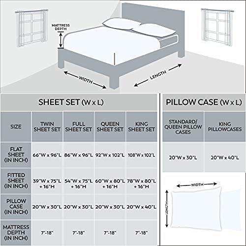 Purity Home 400 Thread Count 100% Cotton Sheets, Cooling Percale Queen White Sheet Set, with Elasticized Deep Pocket Bed Sheets, Hotel Luxury 4 Piece Queen Size Bedding Set - Queen, White