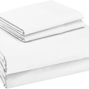 Purity Home 400 Thread Count 100% Cotton Sheets, Cooling Percale Queen White Sheet Set, with Elasticized Deep Pocket Bed Sheets, Hotel Luxury 4 Piece Queen Size Bedding Set - Queen, White