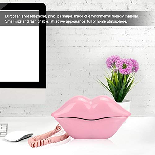 Hilitand Lips Shape Telephone, Desktop Landline Phone Antique European Style Telephone for Home/Hotel/Office Ideal Gift ()