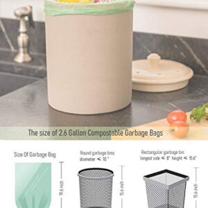 Small Trash Bags, 2.6 Gallon Compostable Trash Bags Bathroom Wastebasket Can Liners , 125 Count (Pack of 1) Mini Compost Trash Bags For Bedroom Office Fit 10 Liter ,Green