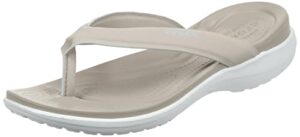 crocs capri v sporty flip flops | sandals for women, cobblestone, 11
